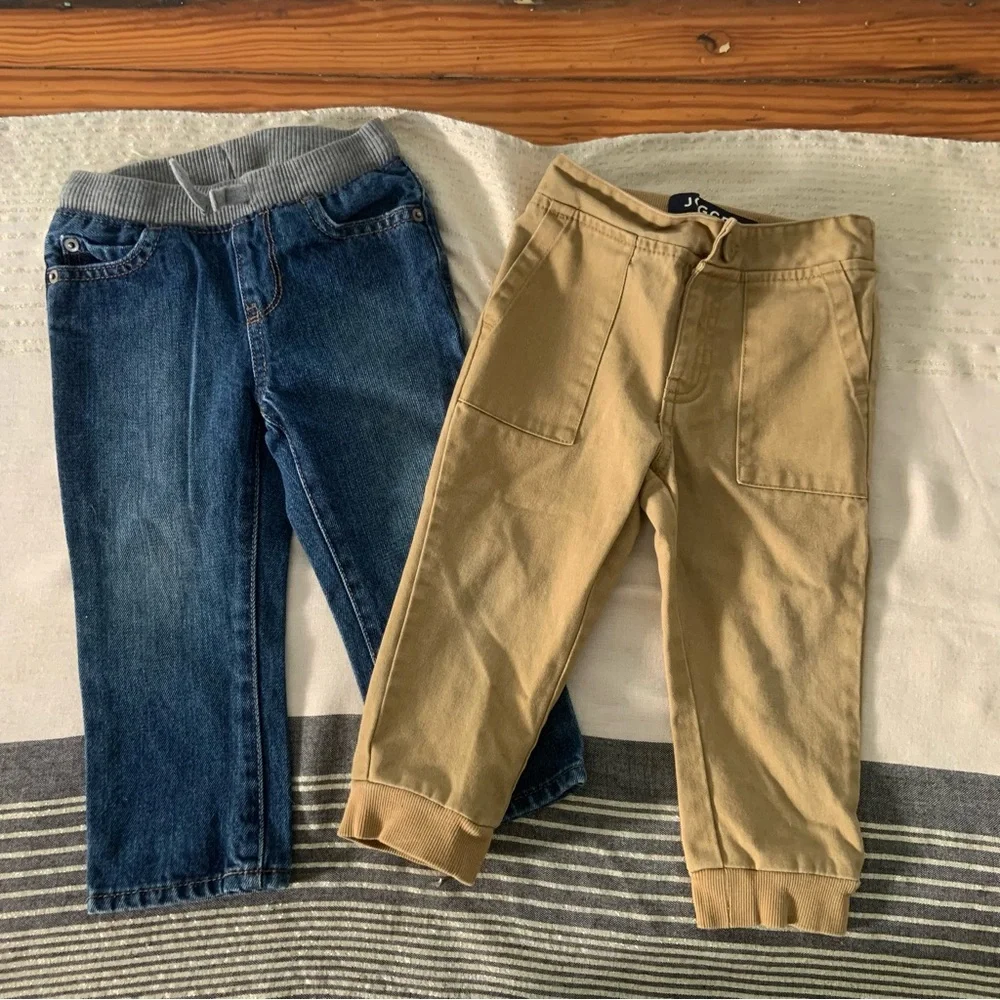 Toddler Boys Khaki Joggers and Jeans Bundle
